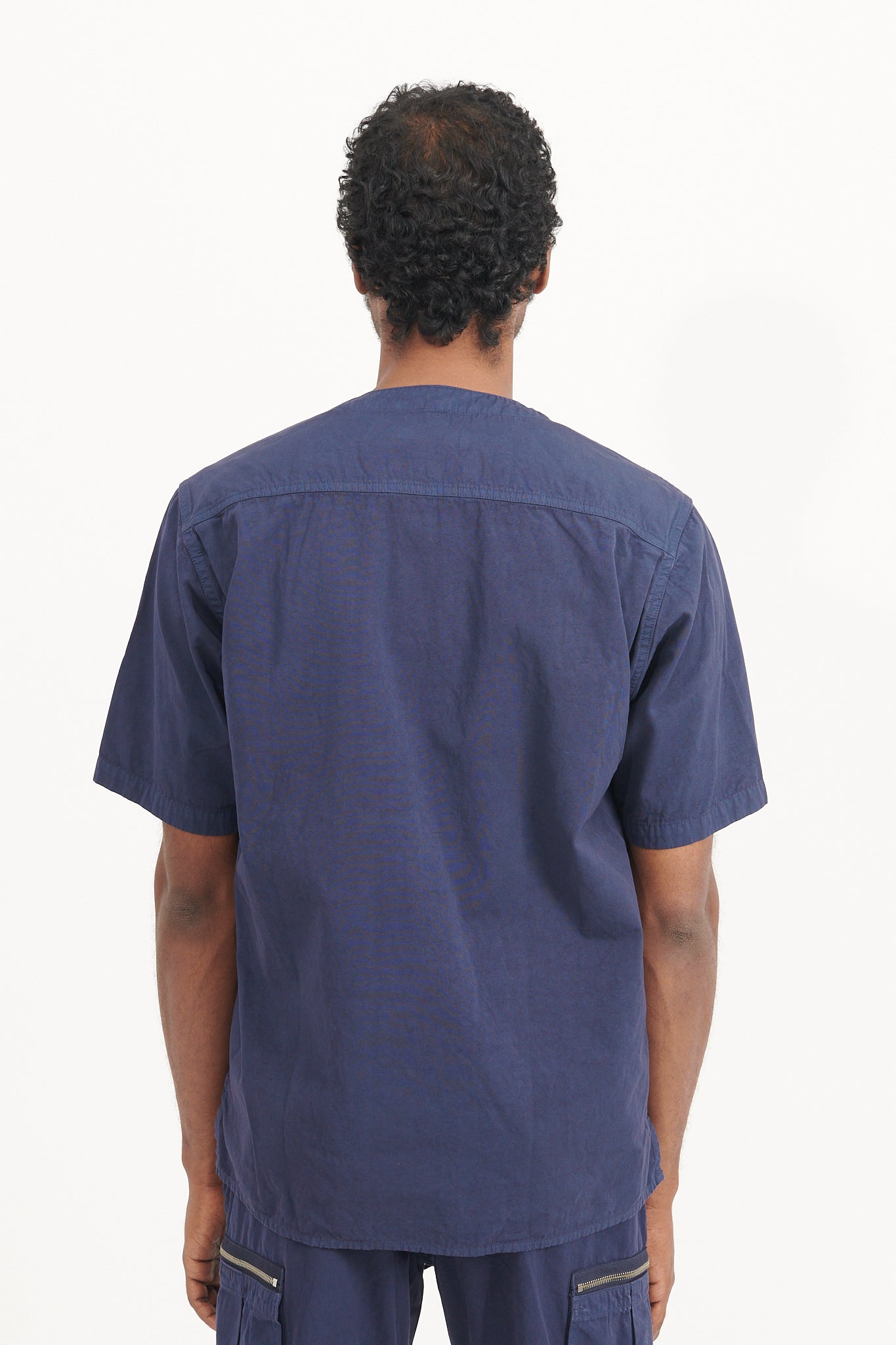 Trucker S/S Shirt Cotton Weather Cloth Overdyed - Navy