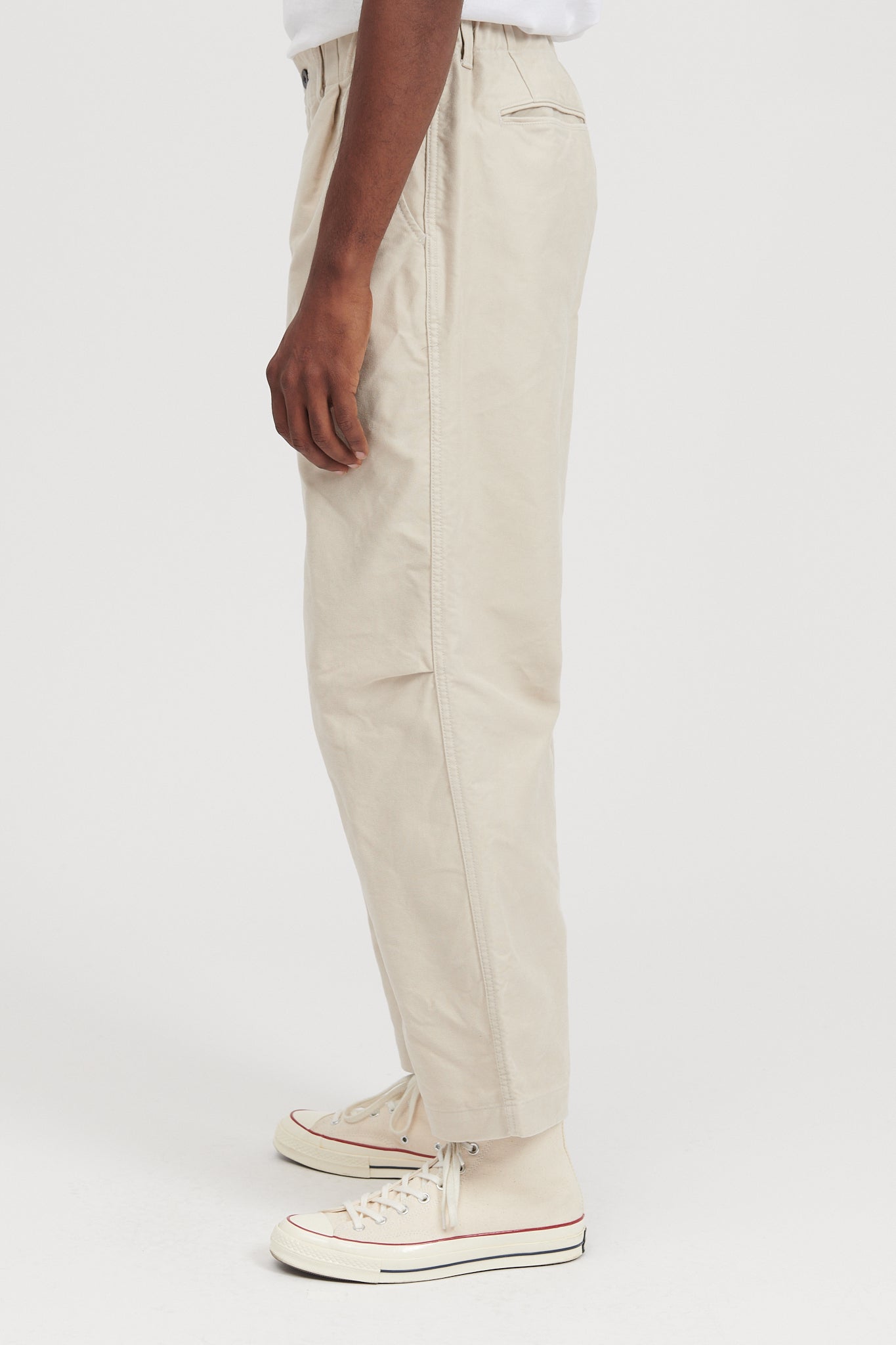 Moleskin Tucked Pants - Ecru