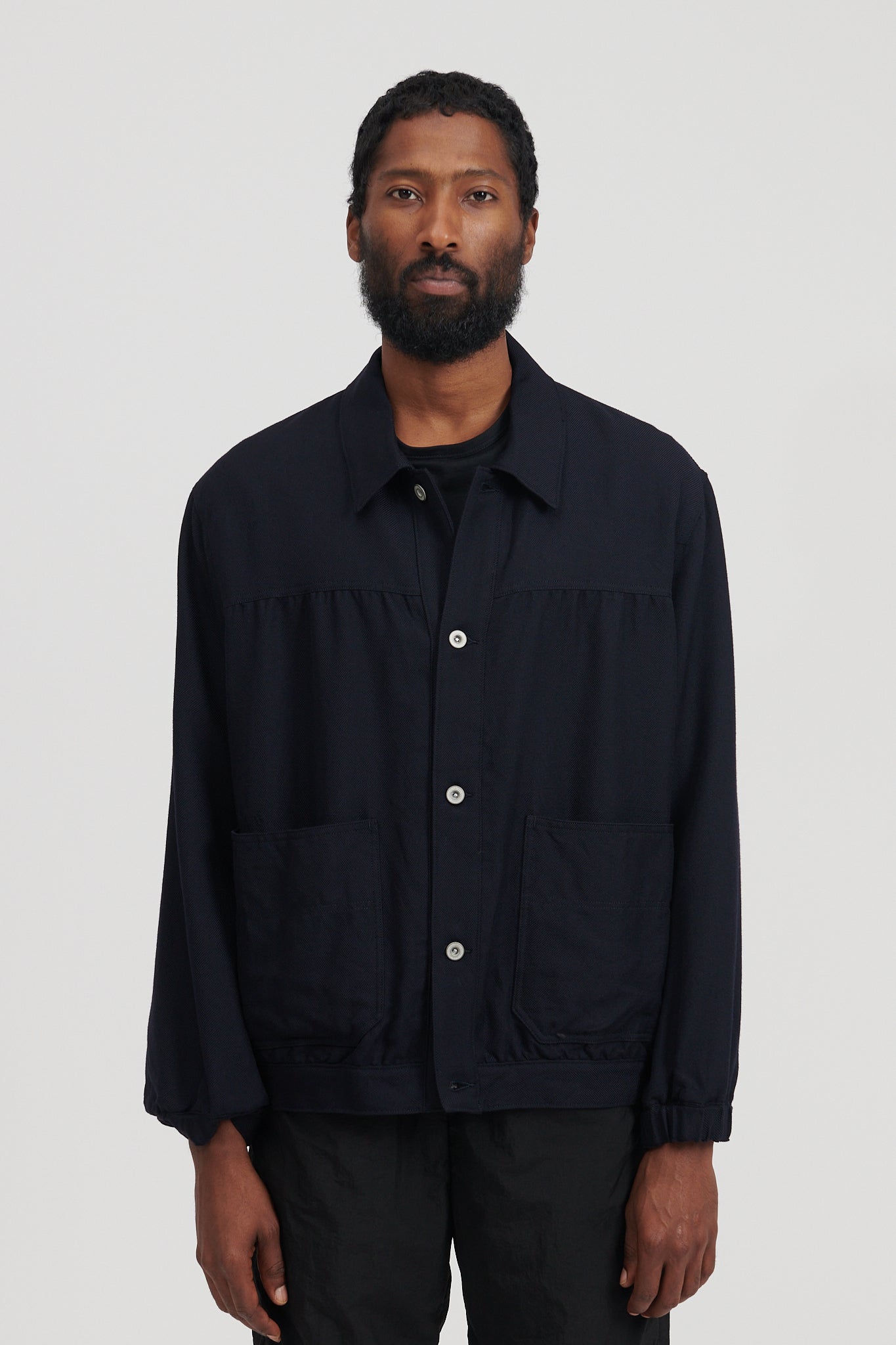 Wool Twill Short Jacket - Navy