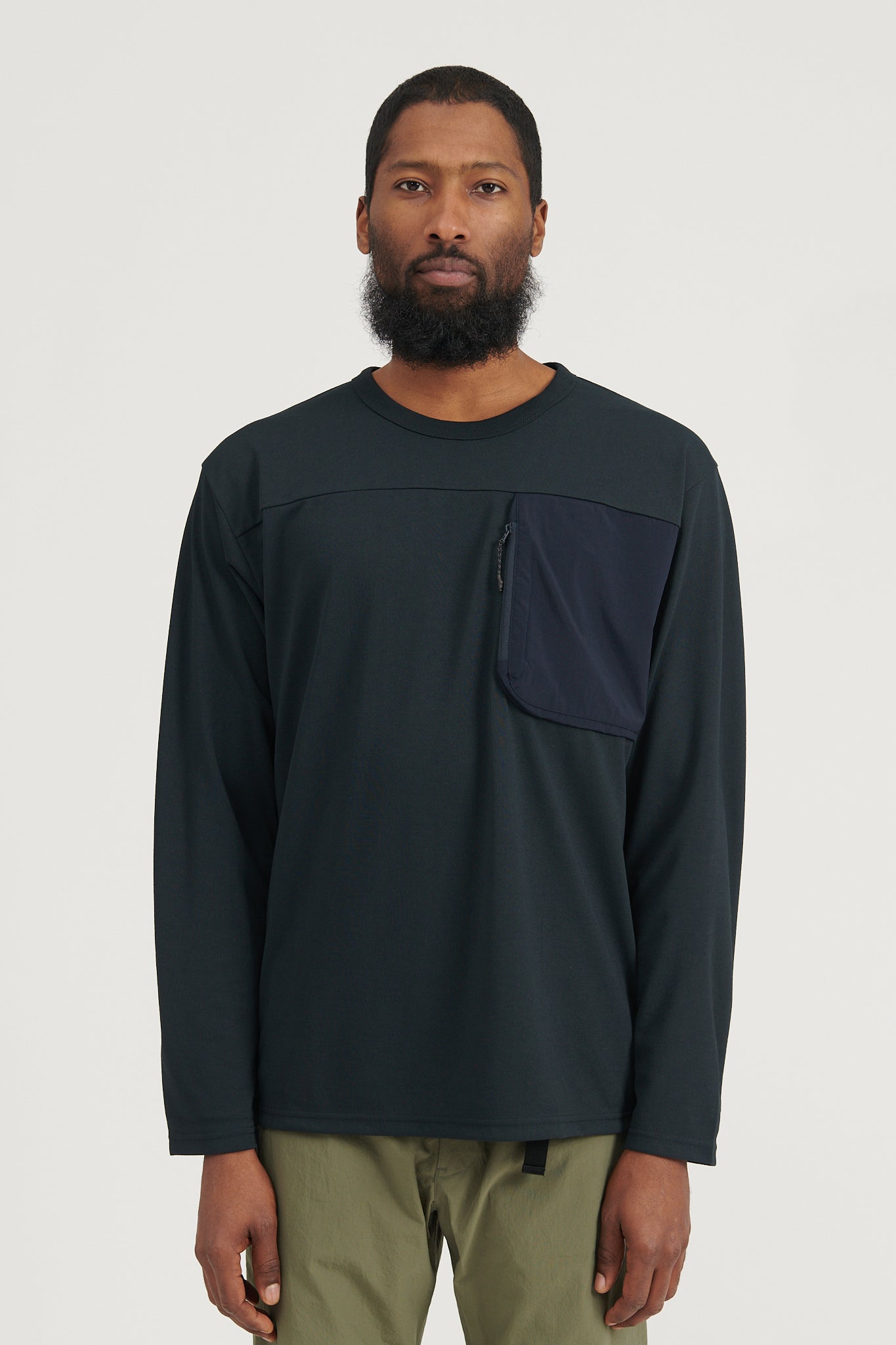 Long Sleeve Pocket Tee - Black