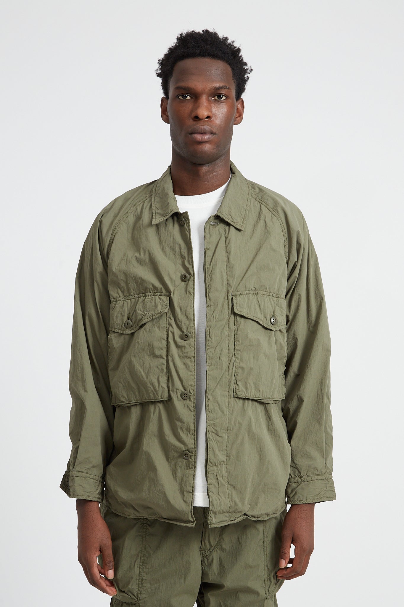 Military Shirt Jacket Cotton/Nylon Typewriter - Khaki