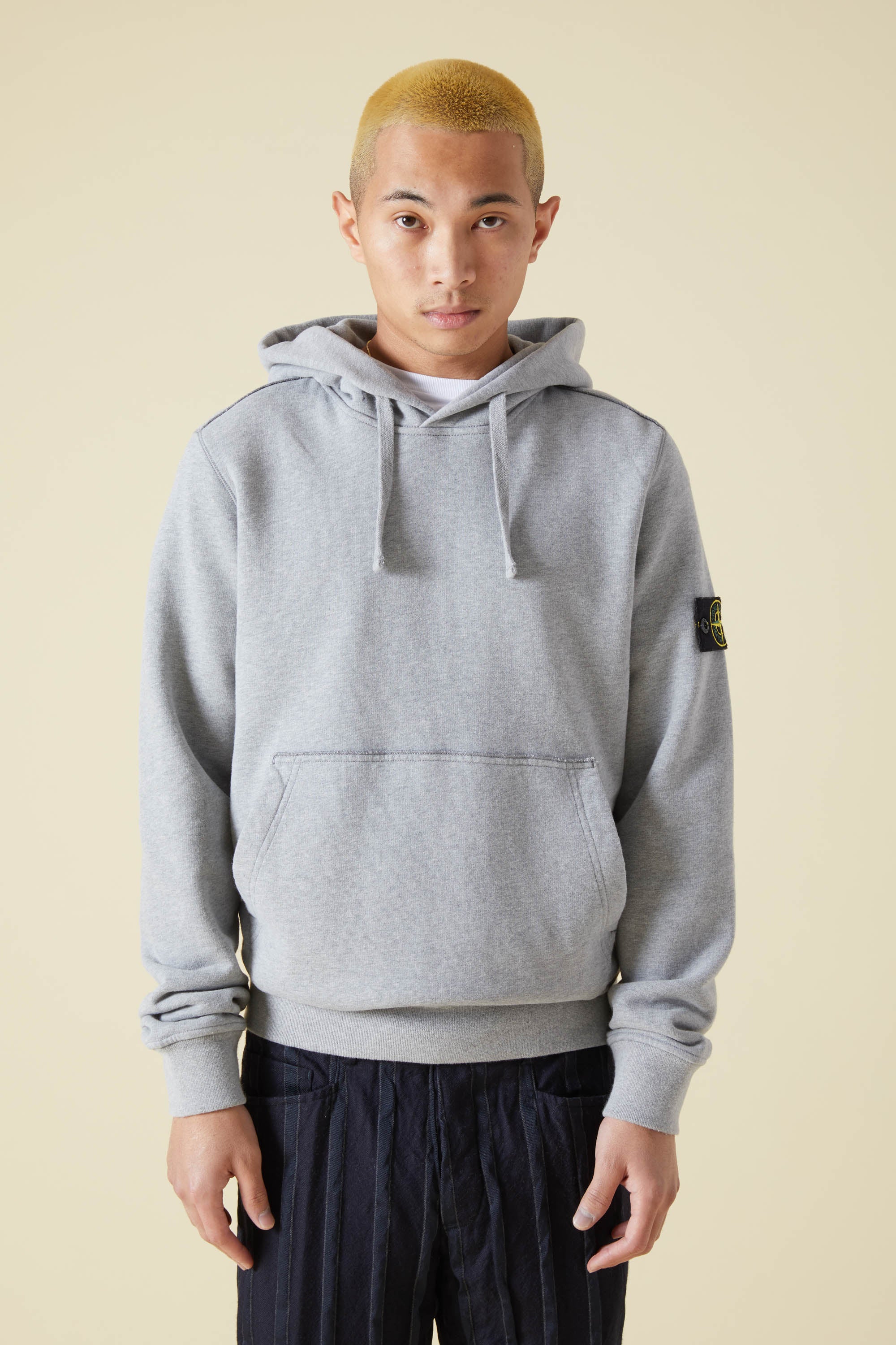 62820 BRUSHED COTTON FLEECE PULLOVER HOODIE - HEATHER GREY