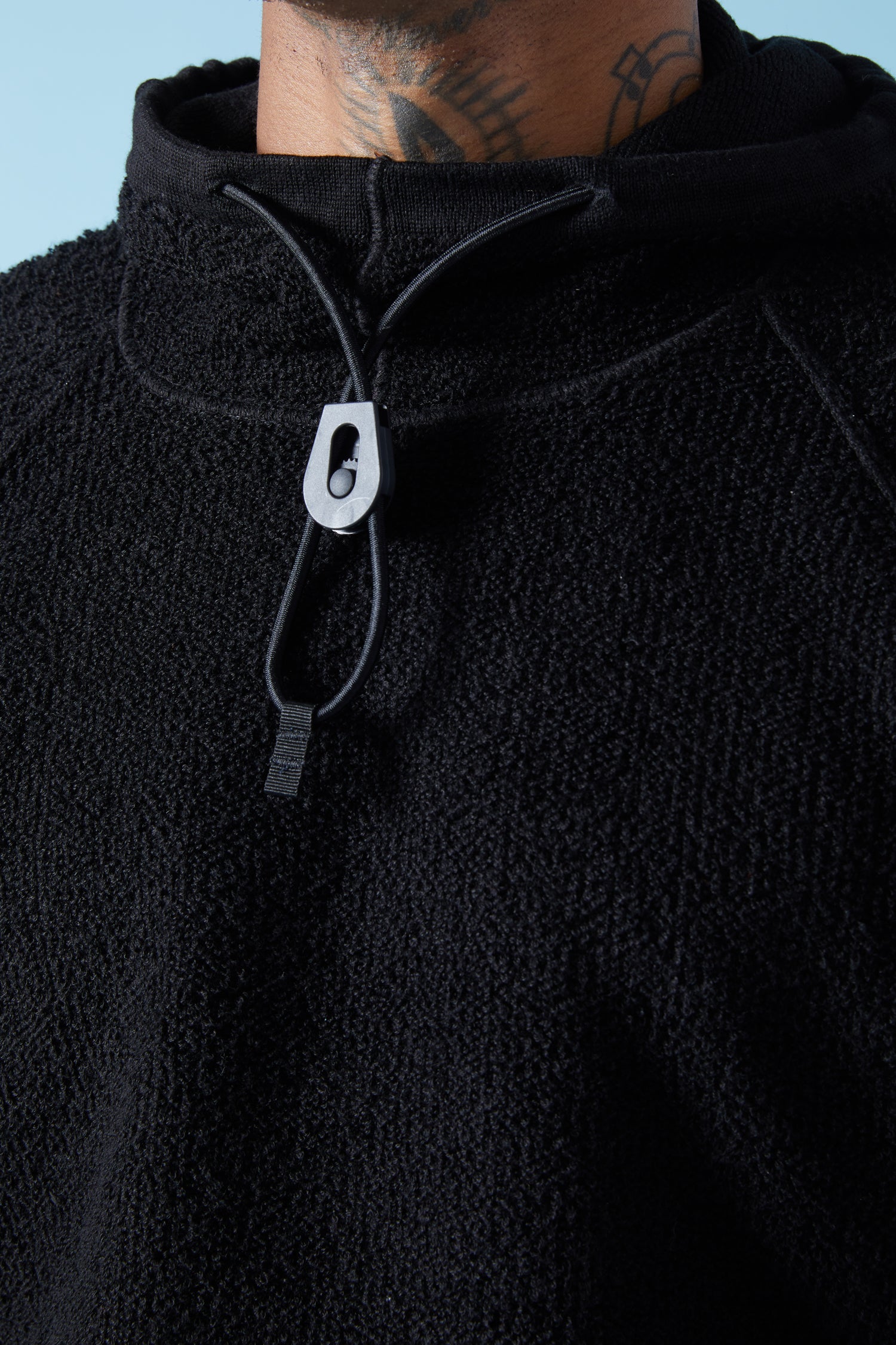 591C5 PURE COTTON TERRY STITCH HOODY - BLACK