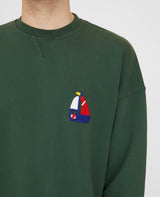 Crew P's Organic Sweater Sailing Boat HM Crochet - Bottle Green