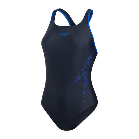 Speedo Womens Hyperboom Placement Racerback Swimsuit True Navy/Blue ...