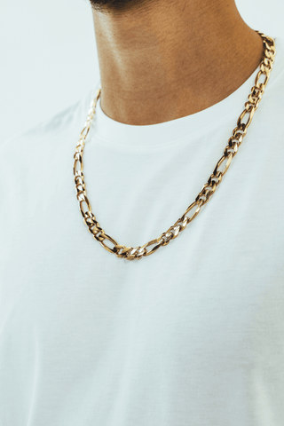 Mens Gold Figaro Chain Necklace Solid | Eredi Jovon Venice