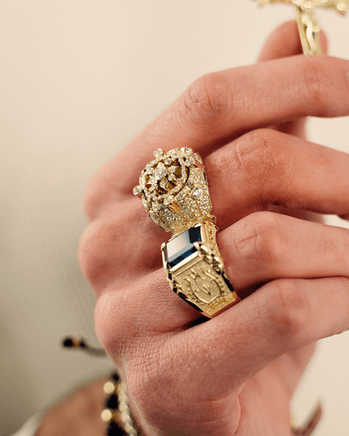 gold plated baguette stone ring – Marlyn Schiff, LLC