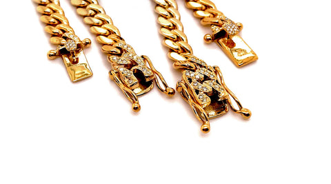 Shown above, two 8mm miami cuban link iced out box clasps