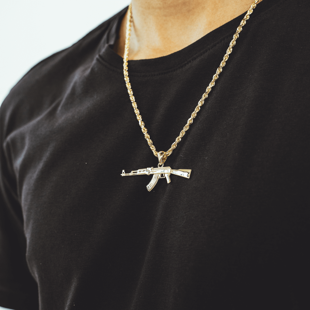 AK47 Gun Necklace Pendant Hip Hop Women Men Jewelry Erkek Kolye Gold Color  Stainless Steel Men's