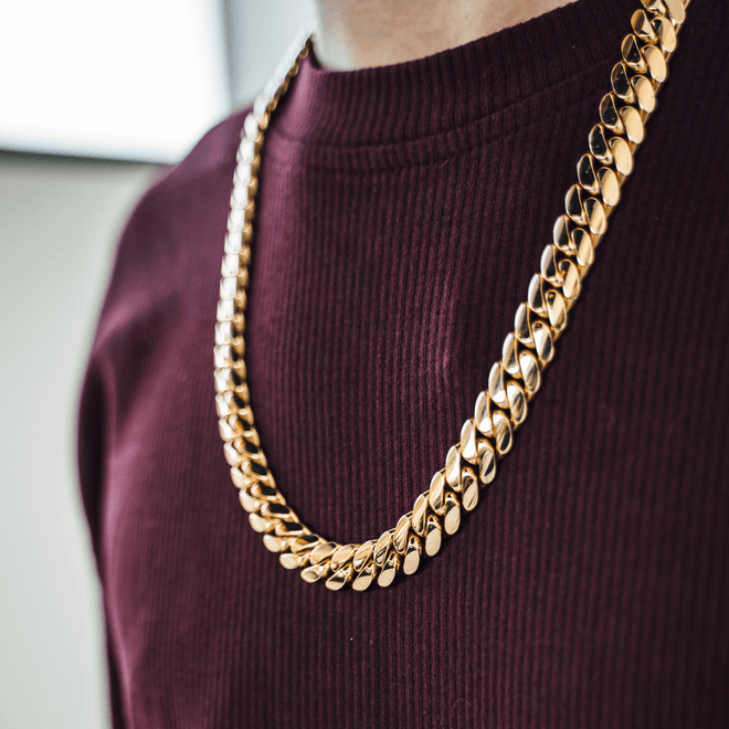 11mm Enamel Cuban Link Necklace Chain