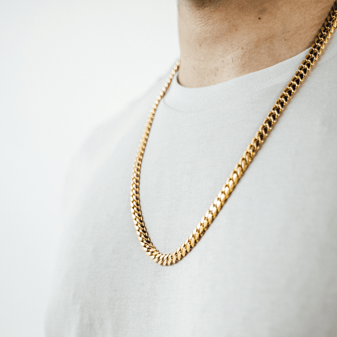 11mm Enamel cuban link necklace chain Orange/Gold