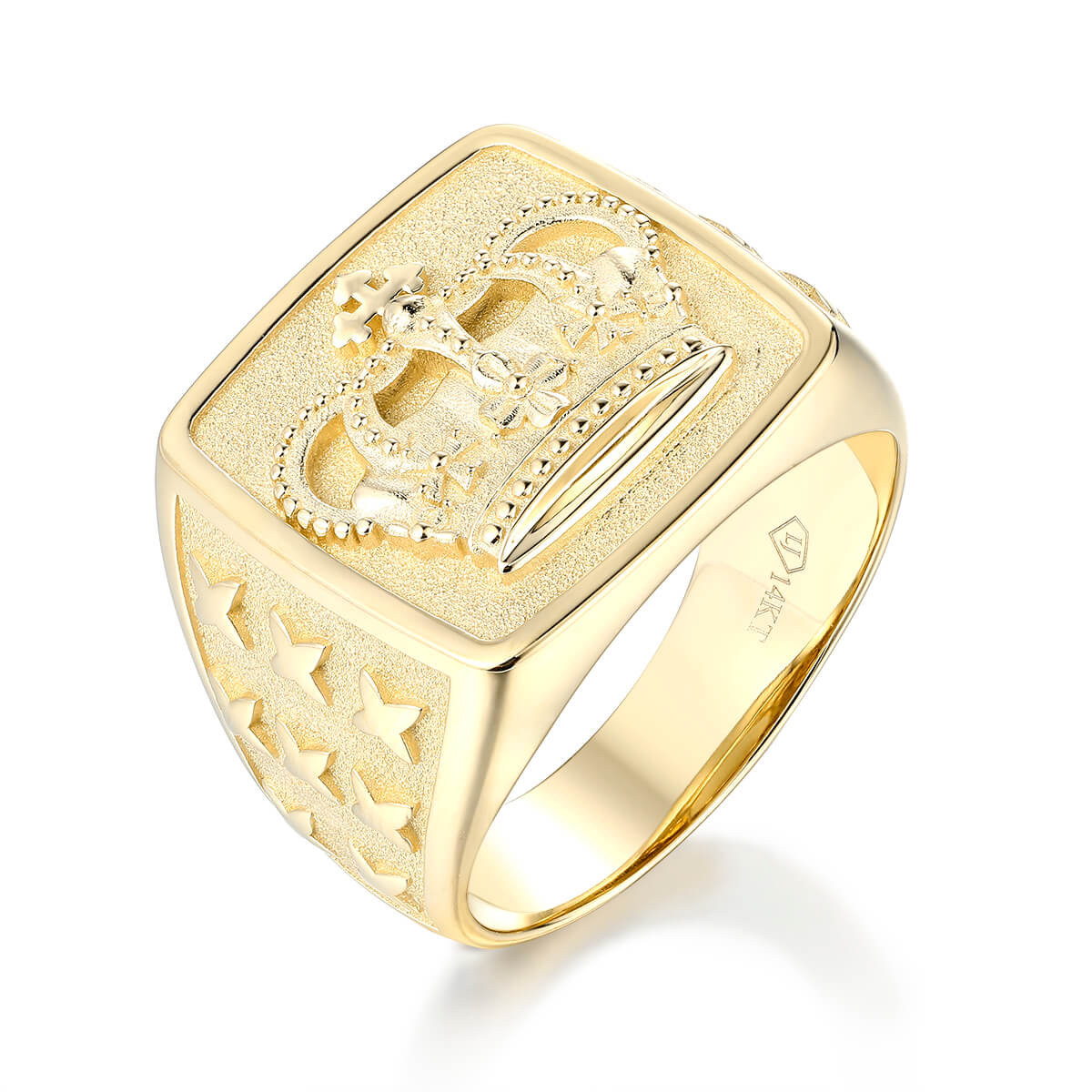 The Royale: Intricate 14 K Gold Crown Ring set with Cubic Zirconia