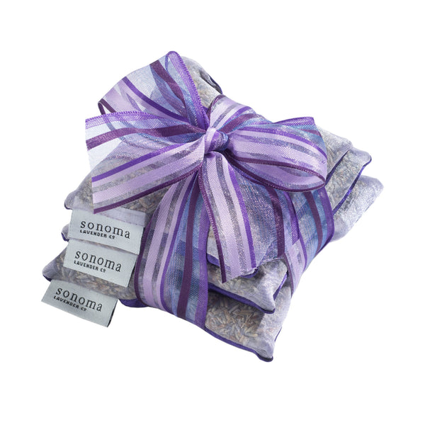 Ivory, Natural, Purple Linen Lavender Sachet Set of 3 - elizabethW