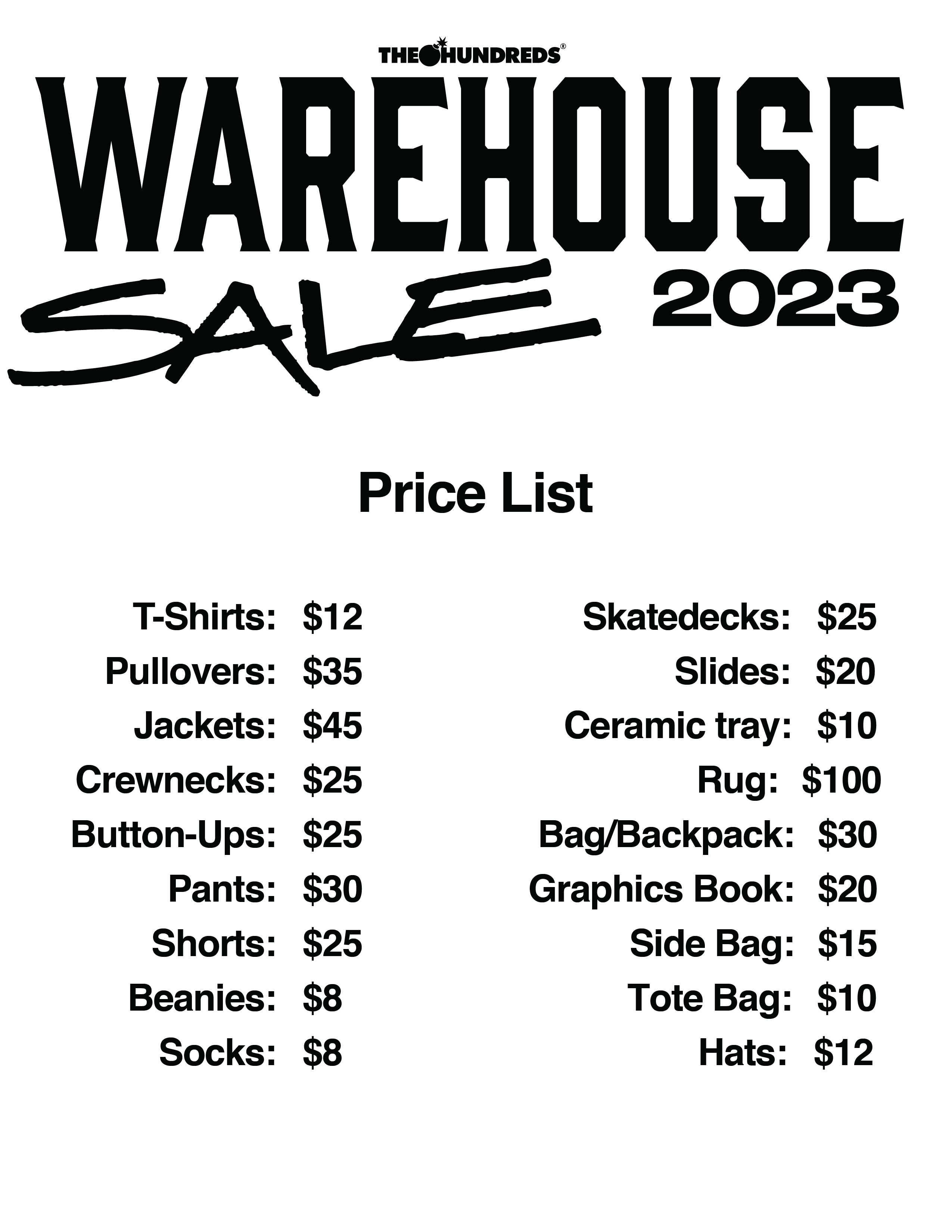 Warehouse Sale 2023