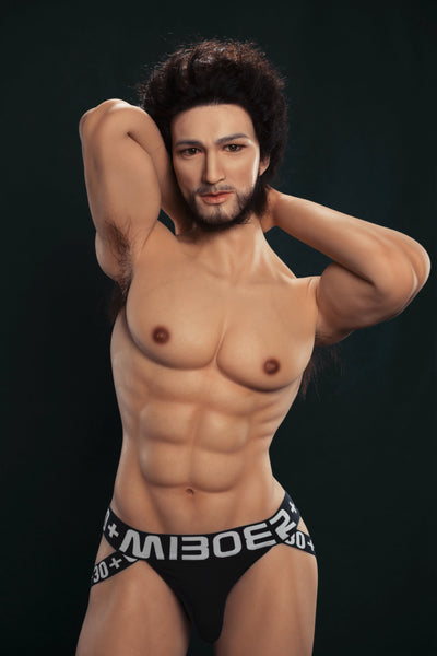 A robust male sex doll with eight-pack abs
