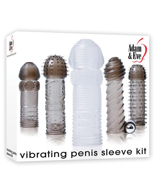 Adam & Eve Vibrating Penis Sleeve Kit - Smoke-clear