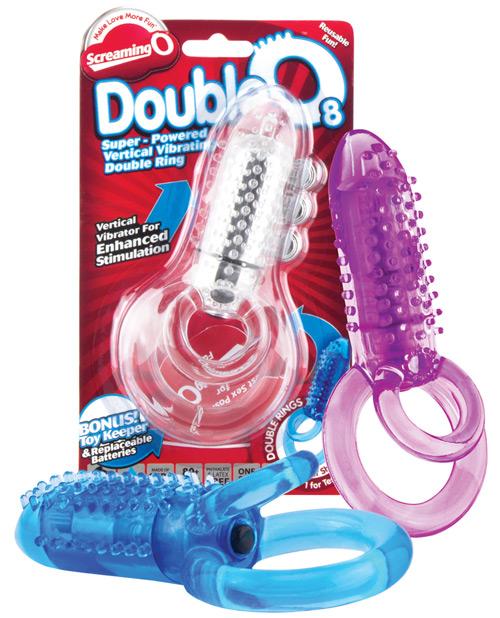 Screaming O Doubleo 8 Vibrating Double Cock Ring - Asst. Colors