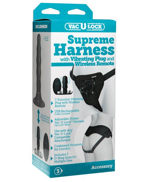 Vac-u-lock Supreme Harness W-vibrating Plug - Black