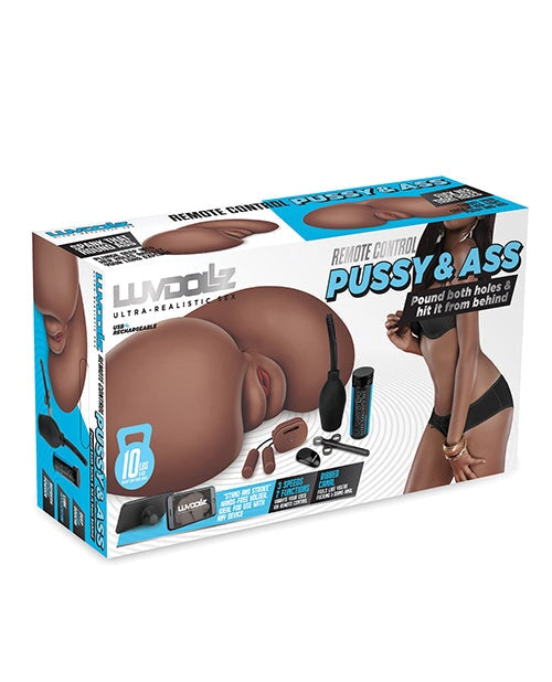 Luvdolz Remote Control Rechargeable Pussy & Ass W-douche - Mocha