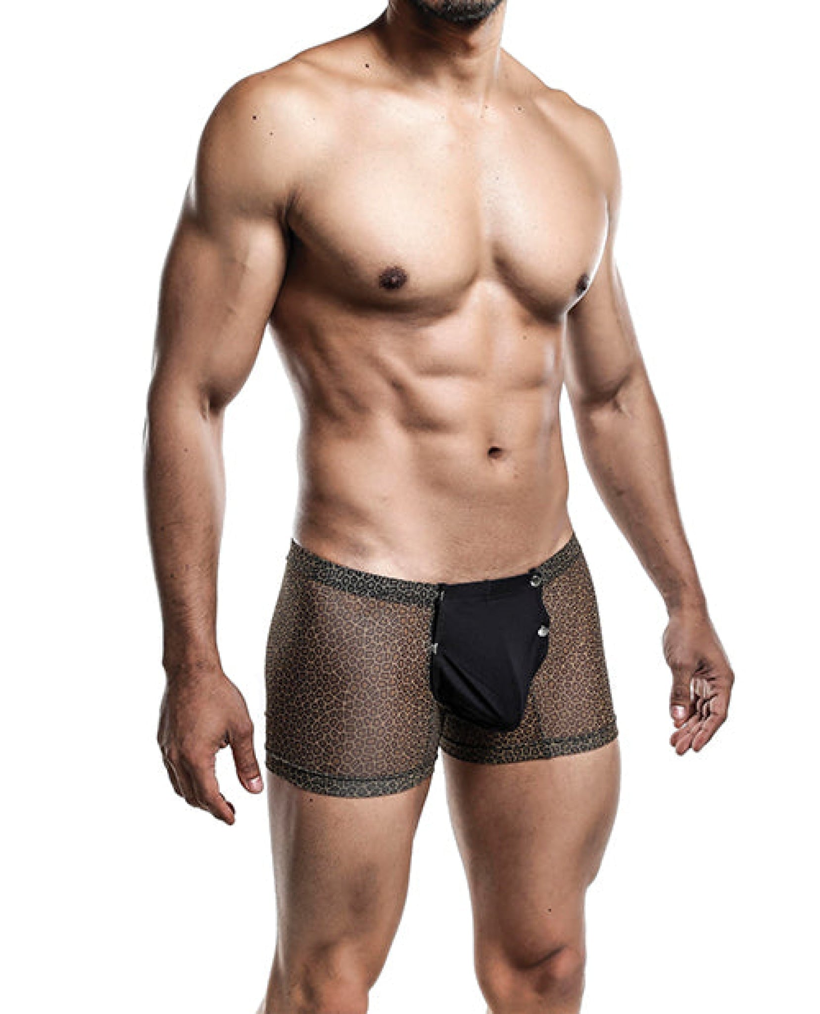 Male Basics Sinful Magic Leopard Pouch Thong Black