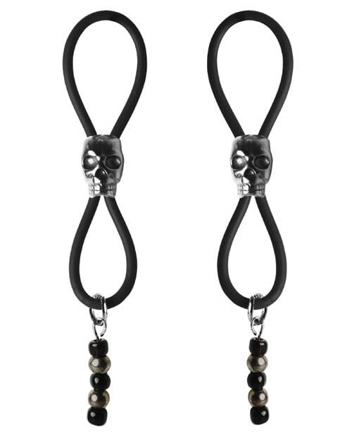 Bijoux De Nip Nipple Halos Black Skull Slider - Black-silver