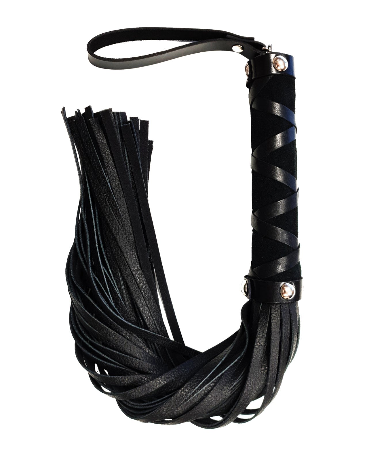 Rouge Short Leather Flogger W-studs - Black