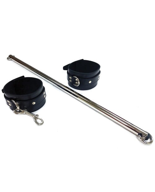 Rouge Leather Leg Spreader Bar W- Black Cuffs