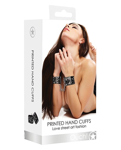 Shots Ouch Love Street Art Fashion Printed Hand Cuffs - Black