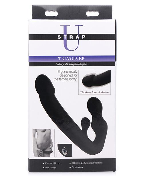 Strap U Tri-volver 7x Vibrating Strapless Strap On - Black