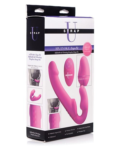 Strap U Evoke Ergo Fit Strapless Strap On Dildo W-remote - Pink