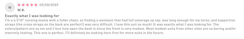 A positive five-star review of the best one piece swimsuits from Lime Ricki