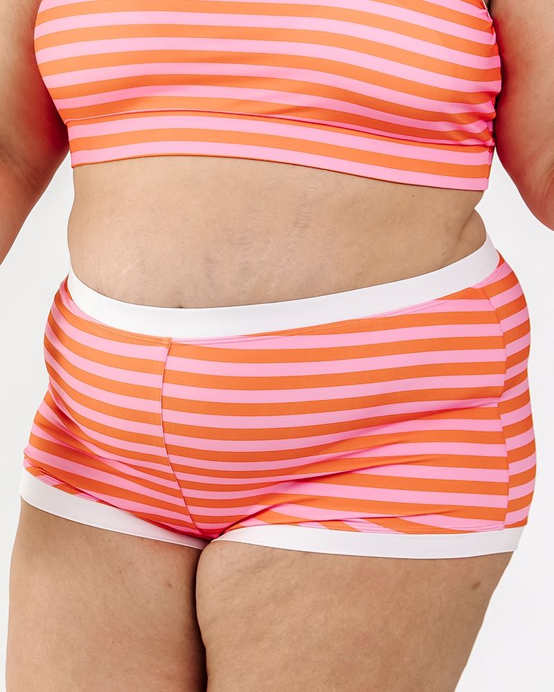 Sherbet Stripe Square Neck Tankini Top