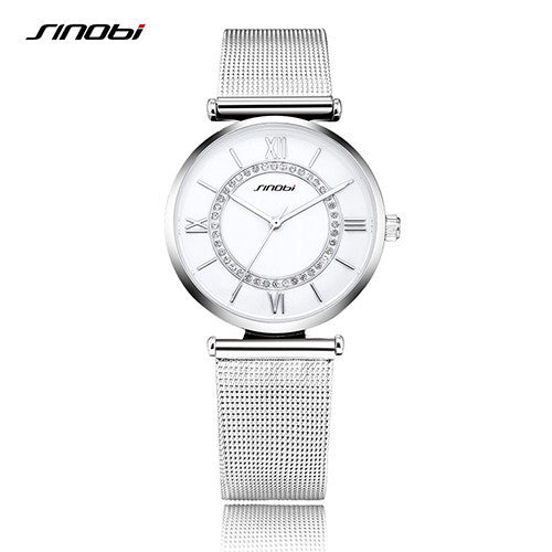 SINOBI Golden Elegant Women's Watches For Brand Ladies Fashion Wristwatch Rhinestone Female Wate