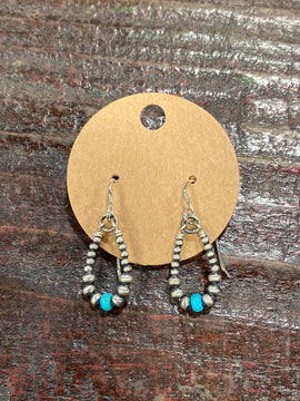 Gunnison Petite Turquoise Center Navajo Teardrop Earrings - 1.25"