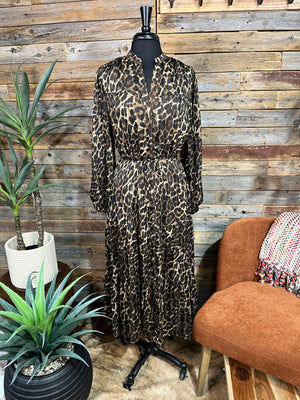 Animal Print Chiffon Button Down Mid Dress - Accessorize In Style
