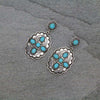 Jasmine Stone Post Fashion Concho Earrings - Turquoise