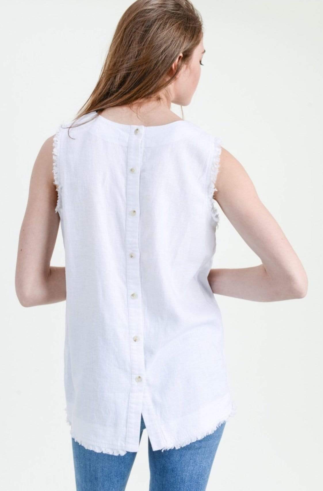 white dressy sleeveless top