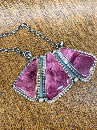 Daphne Sterling Purple Spiny Triple Triangle Necklace - 16"