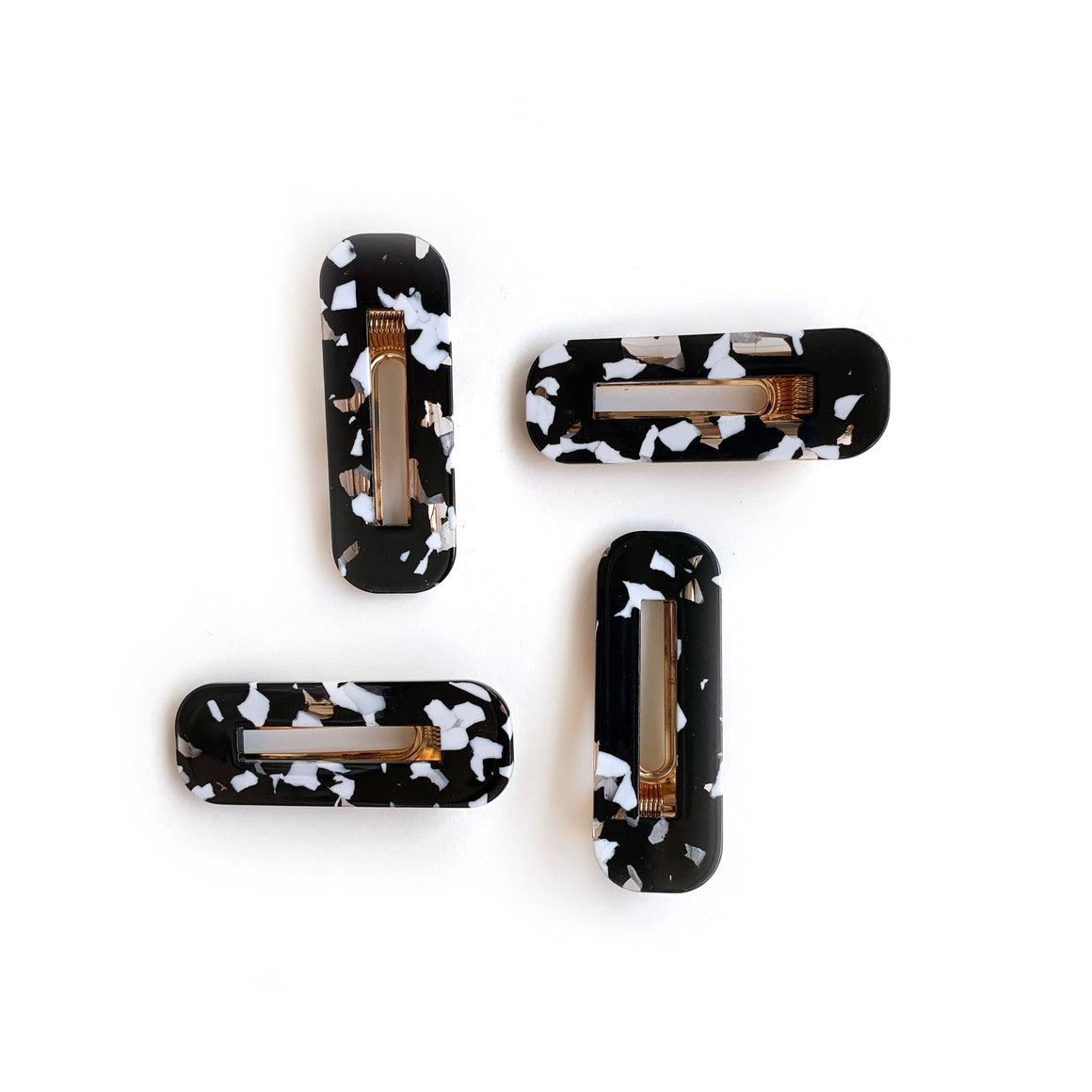 women's acrylic geo clip in black marble // hello shiso hair accessories for girls