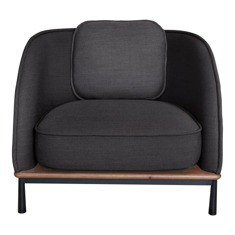 Ox Denmarq Stitch Lounge Chair, Mocca Leather / Black Steel