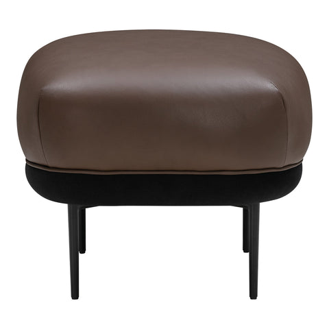 Mini Leather Footstool Crimson Semi Aniline Leather Small Pouffe