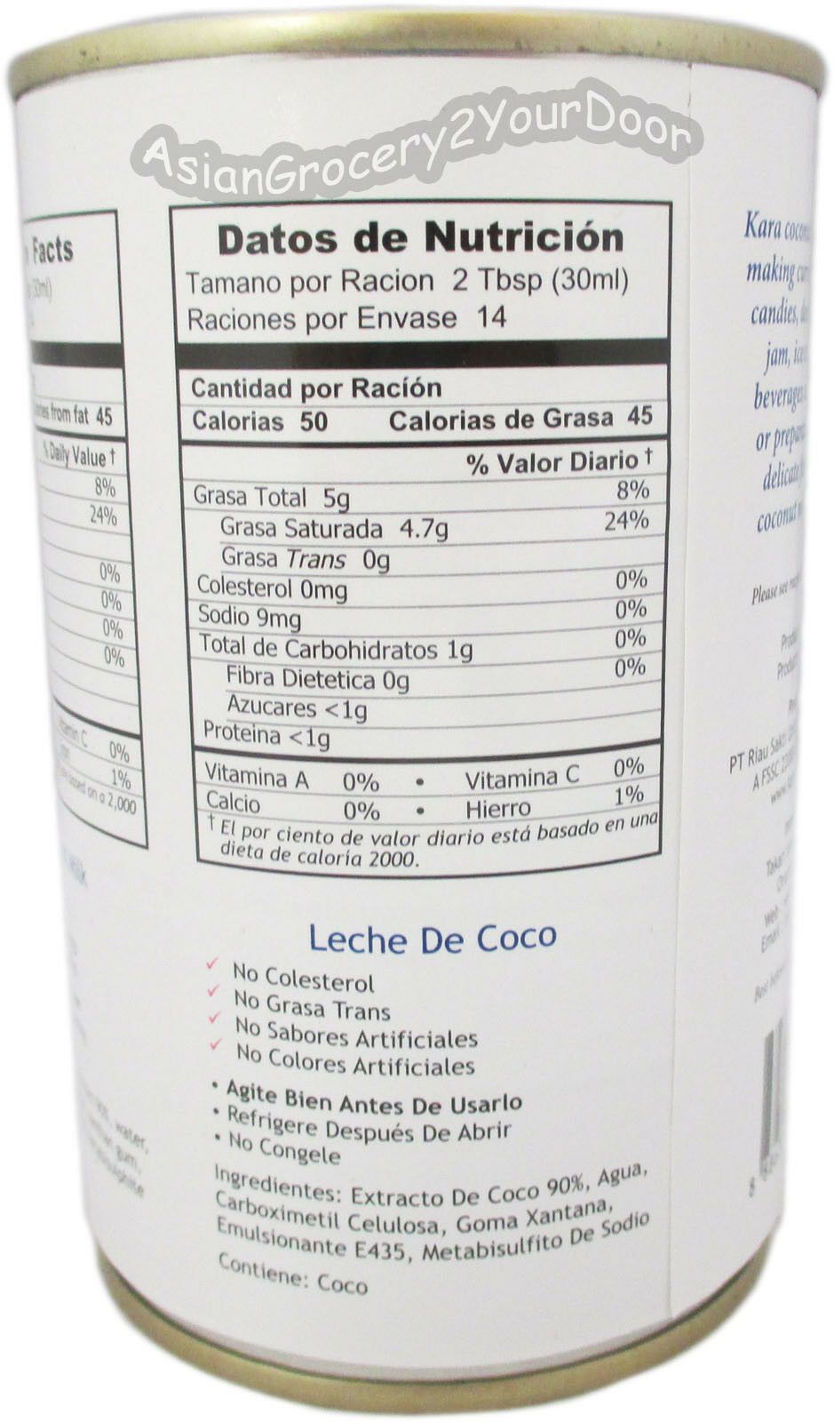 Kara Classic Coconut Milk Leche de Coco 14.4 oz / 425 ml