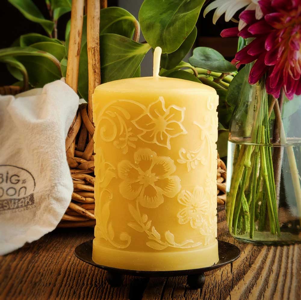 Bee and Flower Beeswax Candle