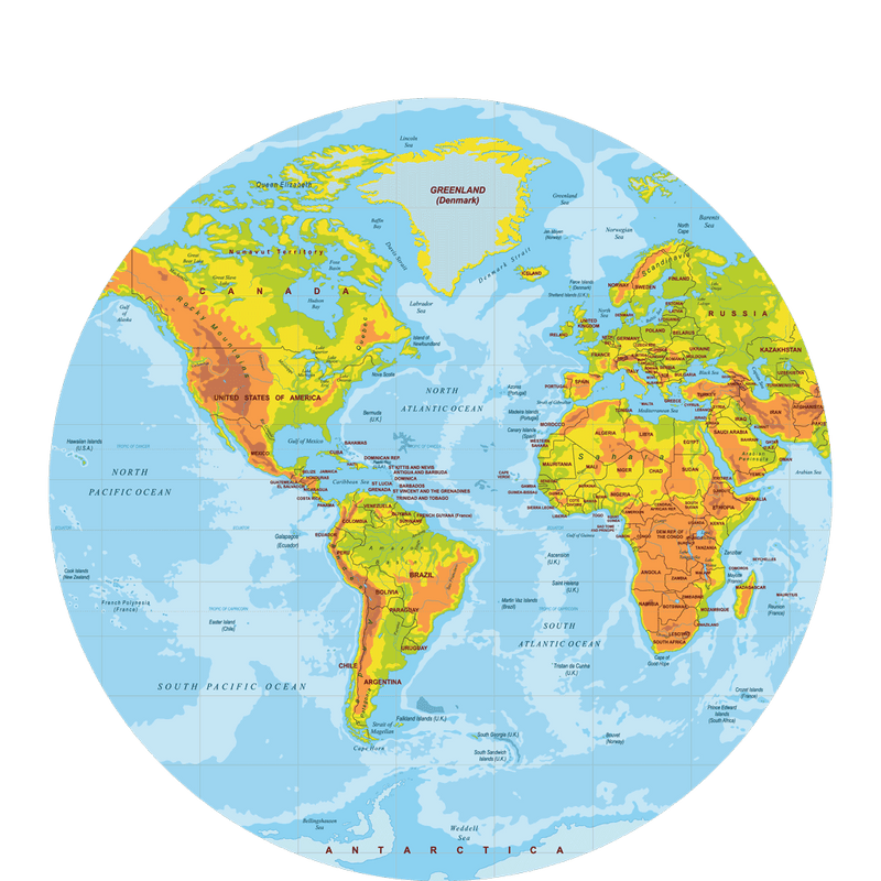 Round World Map Image | Tourist Map Of English
