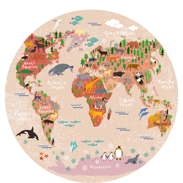 children world map round placemat 40 cm sketch your line