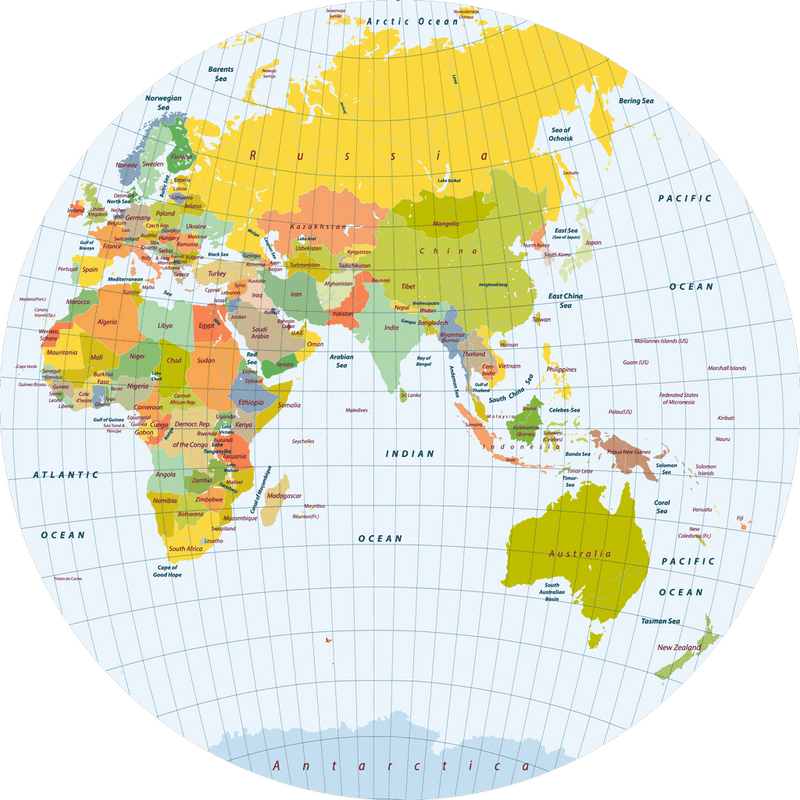 Round Map Of The World World map Linoleum round mat C 1 (120 cm.)   Sketch Your Line