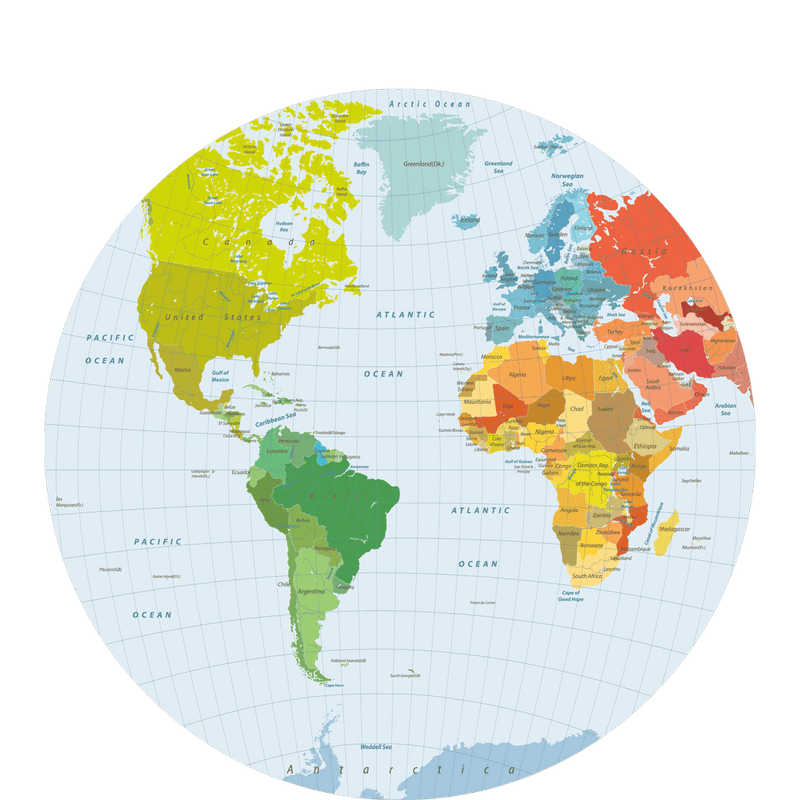 Round Map Of The World 32 cm. Polypropylyn World map round placemat D 2   Sketch Your Line