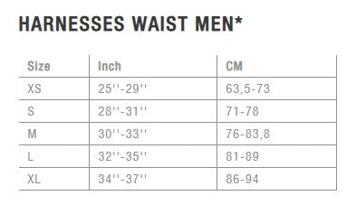 ION Mens Harness Size Chart - Poole Harbour Watersports