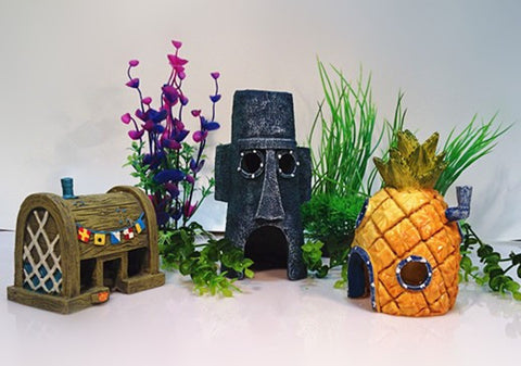 Spongebob Aquarium Decoration Fish Tank Ornaments Set Of 3