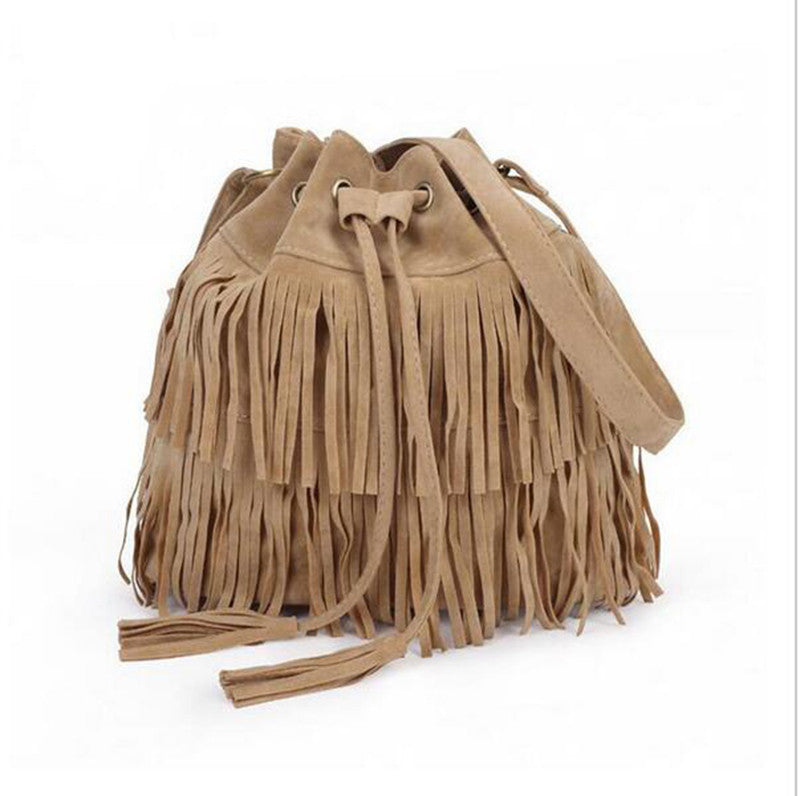 Fashion Celebrity Tassel Suede Fringe Shoulder Messenger Handbag Cross Body  Bag 